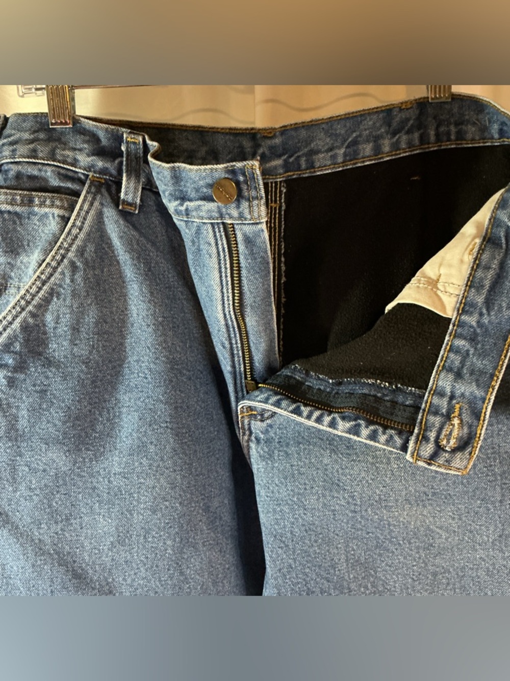Carhartt Carpenter Jeans 34x30 (Est.) Fleece Lined Denim Workwear Dungaree - Picture 5 of 7